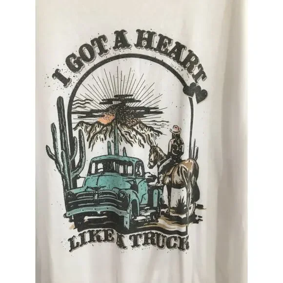 Bella + Canvas Heart Like A Truck Graphic T-shirt, Unisex Shirt, Unisex Size 2X - Picture 4 of 4